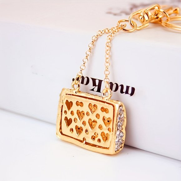Rhinestone Decor Chain Bag Design Keychain Gorgeous Sparkling Metal Key … - Picture 6 of 6